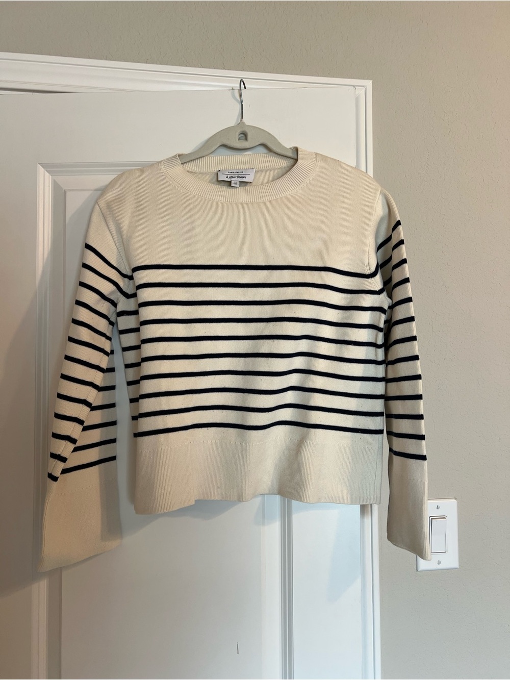 & Other Stories Striped Crewneck Sweater in Cream and Black